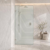 Frameless Walk-in Fixed Panel 10mm Frosted Glass with L Brackets 900/1000/1200x2000mm - Variant Colour Fittings