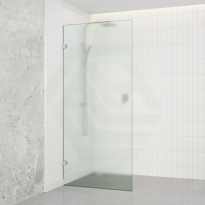 Frameless Walk-in Fixed Panel 10mm Frosted Glass with L Brackets 900/1000/1200x2000mm - Variant Colour Fittings