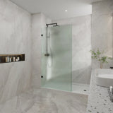 Frameless Walk-in Fixed Panel 10mm Frosted Glass with L Brackets 900/1000/1200x2000mm - Variant Colour Fittings