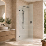 Frameless Walk-in Fixed Panel 10mm Frosted Glass with L Brackets 900/1000/1200x2000mm - Variant Colour Fittings