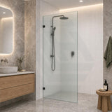 Frameless Walk-in Fixed Panel 10mm Frosted Glass with L Brackets 900/1000/1200x2000mm - Variant Colour Fittings