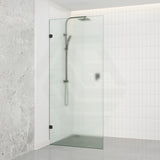 Frameless Walk-in Fixed Panel 10mm Frosted Glass with L Brackets 900/1000/1200x2000mm - Variant Colour Fittings