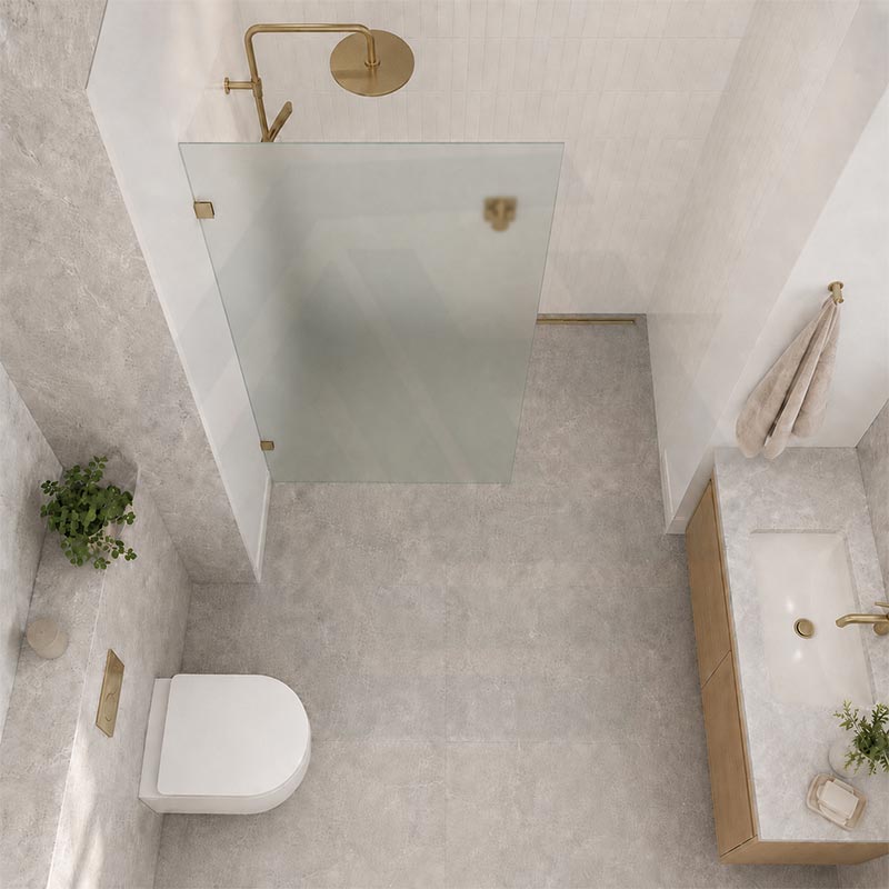 Frameless Walk-in Fixed Panel 10mm Frosted Glass with L Brackets 900/1000/1200x2000mm - Variant Colour Fittings