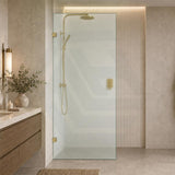 Frameless Walk-in Fixed Panel 10mm Frosted Glass with L Brackets 900/1000/1200x2000mm - Variant Colour Fittings