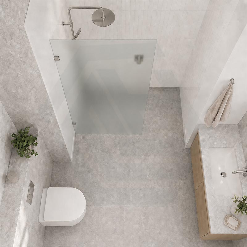 Frameless Walk-in Fixed Panel 10mm Frosted Glass with L Brackets 900/1000/1200x2000mm - Variant Colour Fittings