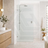 Frameless Walk-in Fixed Panel 10mm Frosted Glass with L Brackets 900/1000/1200x2000mm - Variant Colour Fittings