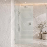 Frameless Walk-in Fixed Panel 10mm Frosted Glass with L Brackets 900/1000/1200x2000mm - Variant Colour Fittings