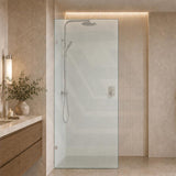 Frameless Walk-in Fixed Panel 10mm Frosted Glass with L Brackets 900/1000/1200x2000mm - Variant Colour Fittings