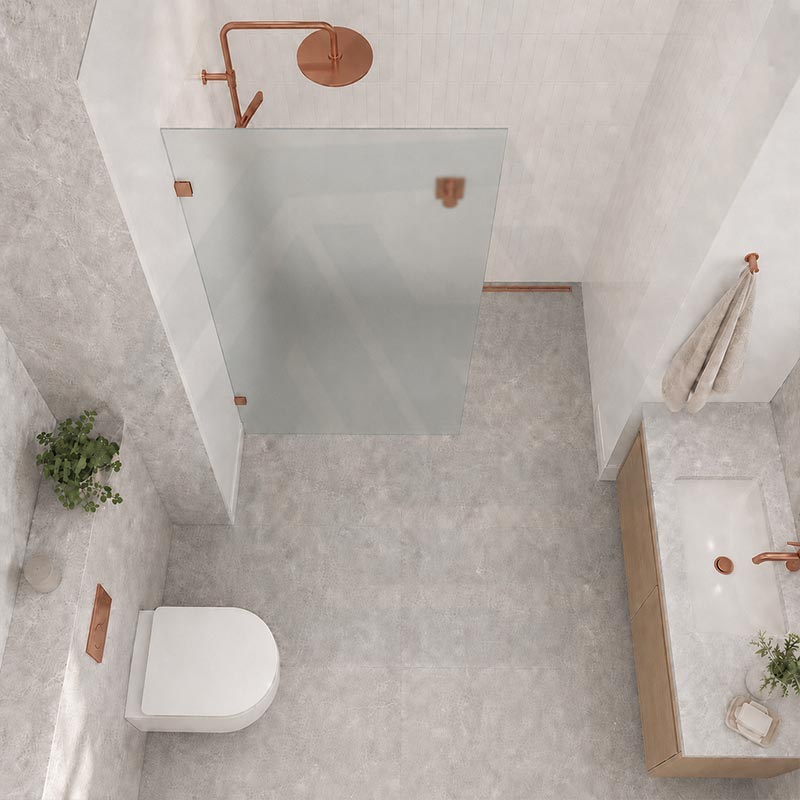 Frameless Walk-in Fixed Panel 10mm Frosted Glass with L Brackets 900/1000/1200x2000mm - Variant Colour Fittings