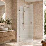 Frameless Walk-in Fixed Panel 10mm Frosted Glass with L Brackets 900/1000/1200x2000mm - Variant Colour Fittings