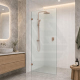 Frameless Walk-in Fixed Panel 10mm Frosted Glass with L Brackets 900/1000/1200x2000mm - Variant Colour Fittings