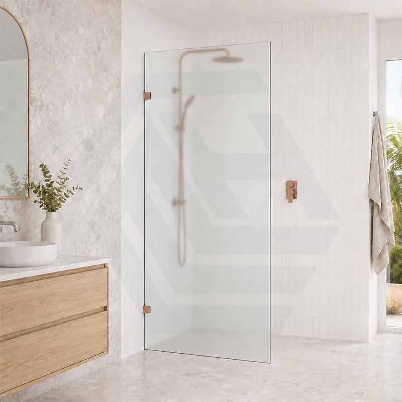 Frameless Walk-in Fixed Panel 10mm Frosted Glass with L Brackets 900/1000/1200x2000mm - Variant Colour Fittings