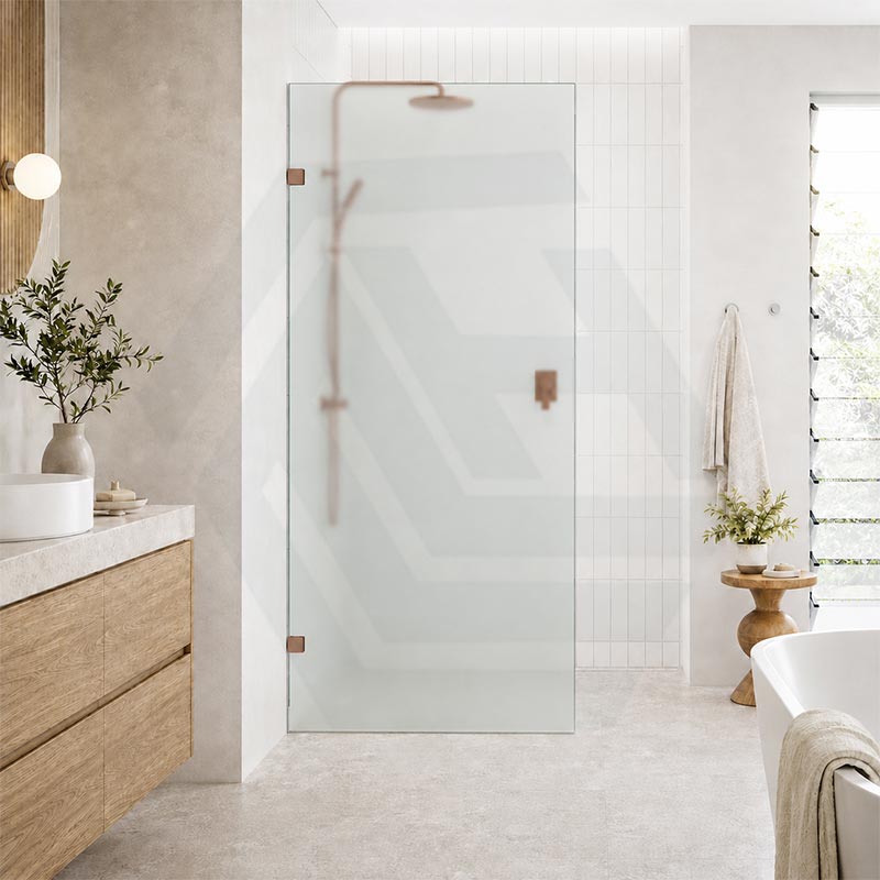 Frameless Walk-in Fixed Panel 10mm Frosted Glass with L Brackets 900/1000/1200x2000mm - Variant Colour Fittings