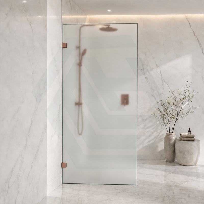 Frameless Walk-in Fixed Panel 10mm Frosted Glass with L Brackets 900/1000/1200x2000mm - Variant Colour Fittings