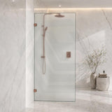 Frameless Walk-in Fixed Panel 10mm Frosted Glass with L Brackets 900/1000/1200x2000mm - Variant Colour Fittings