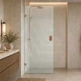 Frameless Walk-in Fixed Panel 10mm Frosted Glass with L Brackets 900/1000/1200x2000mm - Variant Colour Fittings