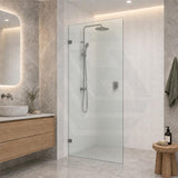 Frameless Walk-in Fixed Panel 10mm Frosted Glass with L Brackets 900/1000/1200x2000mm - Variant Colour Fittings