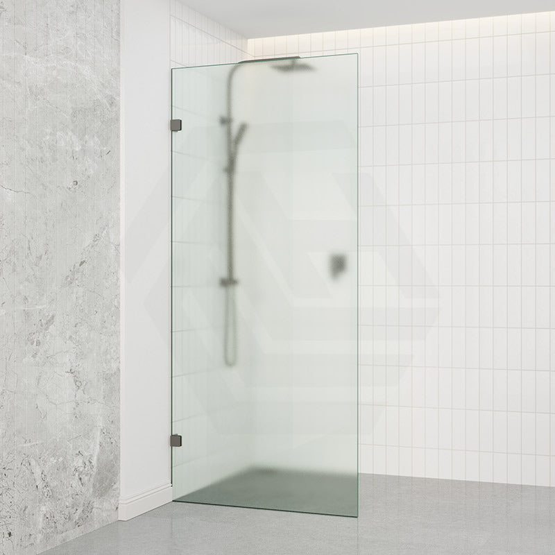 Frameless Walk-in Fixed Panel 10mm Frosted Glass with L Brackets 900/1000/1200x2000mm - Variant Colour Fittings