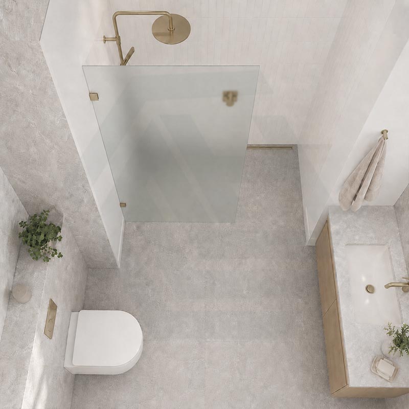 Frameless Walk-in Fixed Panel 10mm Frosted Glass with L Brackets 900/1000/1200x2000mm - Variant Colour Fittings