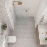 Frameless Walk-in Fixed Panel 10mm Frosted Glass with L Brackets 900/1000/1200x2000mm - Variant Colour Fittings