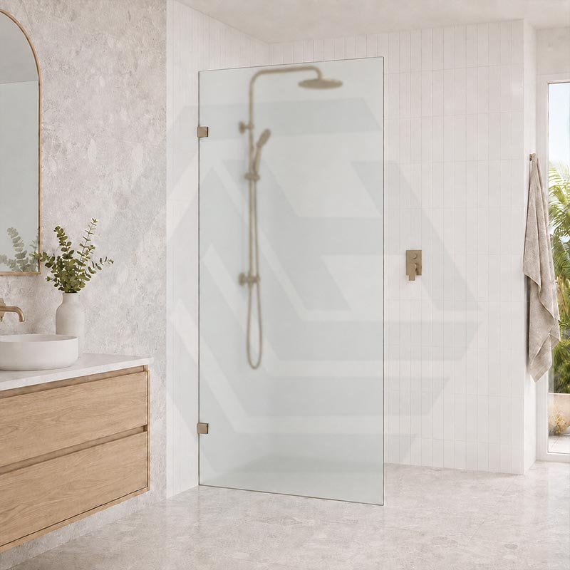 Frameless Walk-in Fixed Panel 10mm Frosted Glass with L Brackets 900/1000/1200x2000mm - Variant Colour Fittings