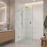 Frameless Walk-in Fixed Panel 10mm Frosted Glass with L Brackets 900/1000/1200x2000mm - Variant Colour Fittings