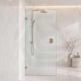 Frameless Walk-in Fixed Panel 10mm Frosted Glass with L Brackets 900/1000/1200x2000mm - Variant Colour Fittings