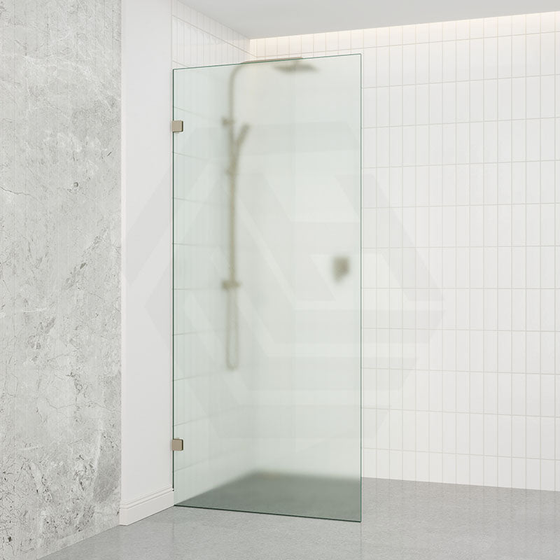 Frameless Walk-in Fixed Panel 10mm Frosted Glass with L Brackets 900/1000/1200x2000mm - Variant Colour Fittings