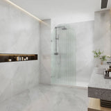 Arch Fluted Frameless Shower Screen Fixed Panel 10mm Tempered Glass 700/800/900/1000x2200mm - Variant Colour Fittings