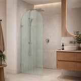 Arch Fluted Frameless Shower Screen Fixed Panel 10mm Tempered Glass 700/800/900/1000x2200mm - Variant Colour Fittings