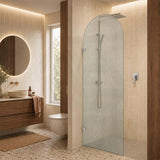 Arch Fluted Frameless Shower Screen Fixed Panel 10mm Tempered Glass 700/800/900/1000x2200mm - Variant Colour Fittings