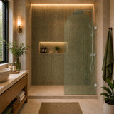 Arch Fluted Frameless Shower Screen Fixed Panel 10mm Tempered Glass 700/800/900/1000x2200mm - Variant Colour Fittings