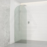 Arch Fluted Frameless Shower Screen Fixed Panel 10mm Tempered Glass 700/800/900/1000x2200mm - Variant Colour Fittings