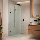 Arch Fluted Frameless Shower Screen Fixed Panel 10mm Tempered Glass 700/800/900/1000x2200mm - Variant Colour Fittings
