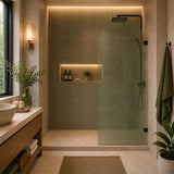Arch Fluted Frameless Shower Screen Fixed Panel 10mm Tempered Glass 700/800/900/1000x2200mm - Variant Colour Fittings