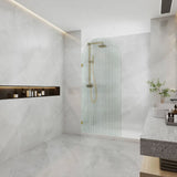 Arch Fluted Frameless Shower Screen Fixed Panel 10mm Tempered Glass 700/800/900/1000x2200mm - Variant Colour Fittings