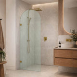 Arch Fluted Frameless Shower Screen Fixed Panel 10mm Tempered Glass 700/800/900/1000x2200mm - Variant Colour Fittings