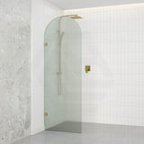 Arch Fluted Frameless Shower Screen Fixed Panel 10mm Tempered Glass 700/800/900/1000x2200mm - Variant Colour Fittings
