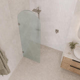 Arch Fluted Frameless Shower Screen Fixed Panel 10mm Tempered Glass 700/800/900/1000x2200mm - Variant Colour Fittings