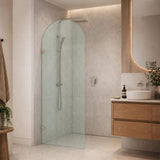 Arch Fluted Frameless Shower Screen Fixed Panel 10mm Tempered Glass 700/800/900/1000x2200mm - Variant Colour Fittings