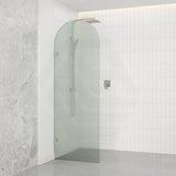 Arch Fluted Frameless Shower Screen Fixed Panel 10mm Tempered Glass 700/800/900/1000x2200mm - Variant Colour Fittings