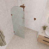 Arch Fluted Frameless Shower Screen Fixed Panel 10mm Tempered Glass 700/800/900/1000x2200mm - Variant Colour Fittings