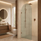 Arch Fluted Frameless Shower Screen Fixed Panel 10mm Tempered Glass 700/800/900/1000x2200mm - Variant Colour Fittings