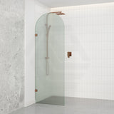 Arch Fluted Frameless Shower Screen Fixed Panel 10mm Tempered Glass 700/800/900/1000x2200mm - Variant Colour Fittings