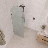 Arch Fluted Frameless Shower Screen Fixed Panel 10mm Tempered Glass 700/800/900/1000x2200mm - Variant Colour Fittings