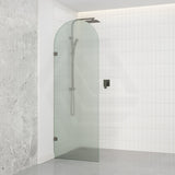 Arch Fluted Frameless Shower Screen Fixed Panel 10mm Tempered Glass 700/800/900/1000x2200mm - Variant Colour Fittings