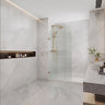 Arch Fluted Frameless Shower Screen Fixed Panel 10mm Tempered Glass 700/800/900/1000x2200mm - Variant Colour Fittings