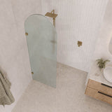 Arch Fluted Frameless Shower Screen Fixed Panel 10mm Tempered Glass 700/800/900/1000x2200mm - Variant Colour Fittings