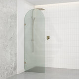 Arch Fluted Frameless Shower Screen Fixed Panel 10mm Tempered Glass 700/800/900/1000x2200mm - Variant Colour Fittings