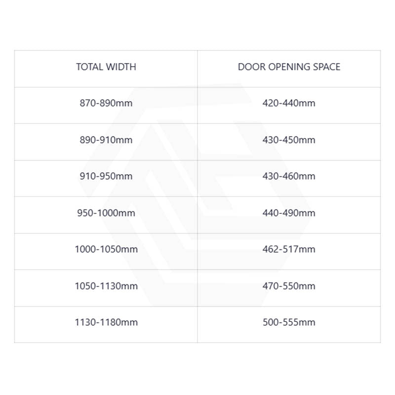 870-1180x2000mm Wall to Wall Sliding Shower Screen Frameless Variant Colour Stainless Steel Square Rail 10mm Glass Round Handle